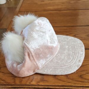 Justice Pink Velvet Hat with Fluffy Ears